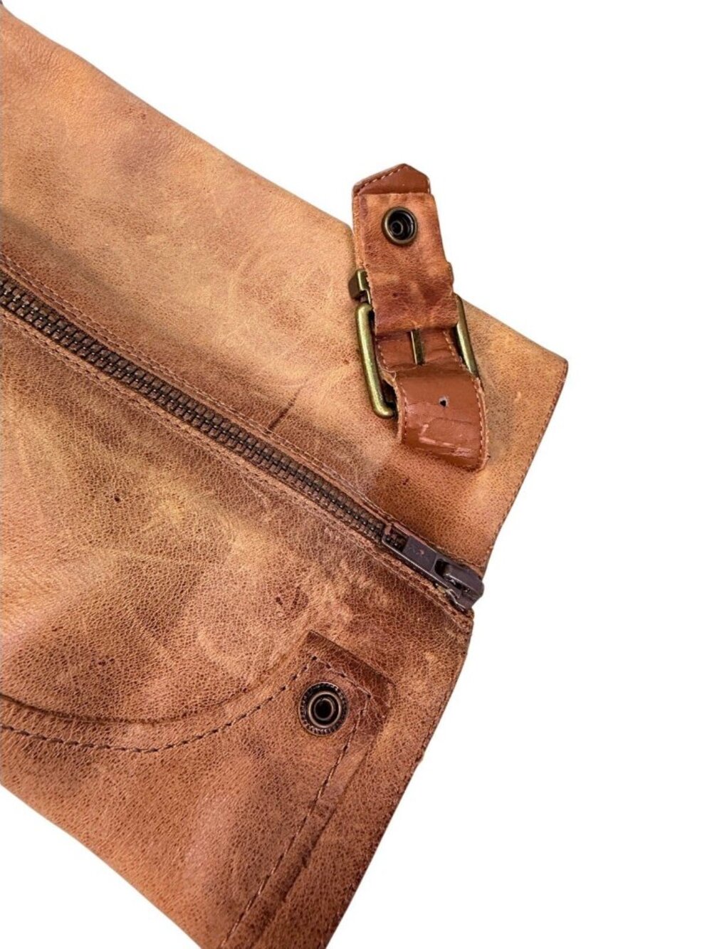 Giani Bini Distressed Tan Leather Side Zip Buckled Boots Women's Size 7 M - Picture 9 of 9